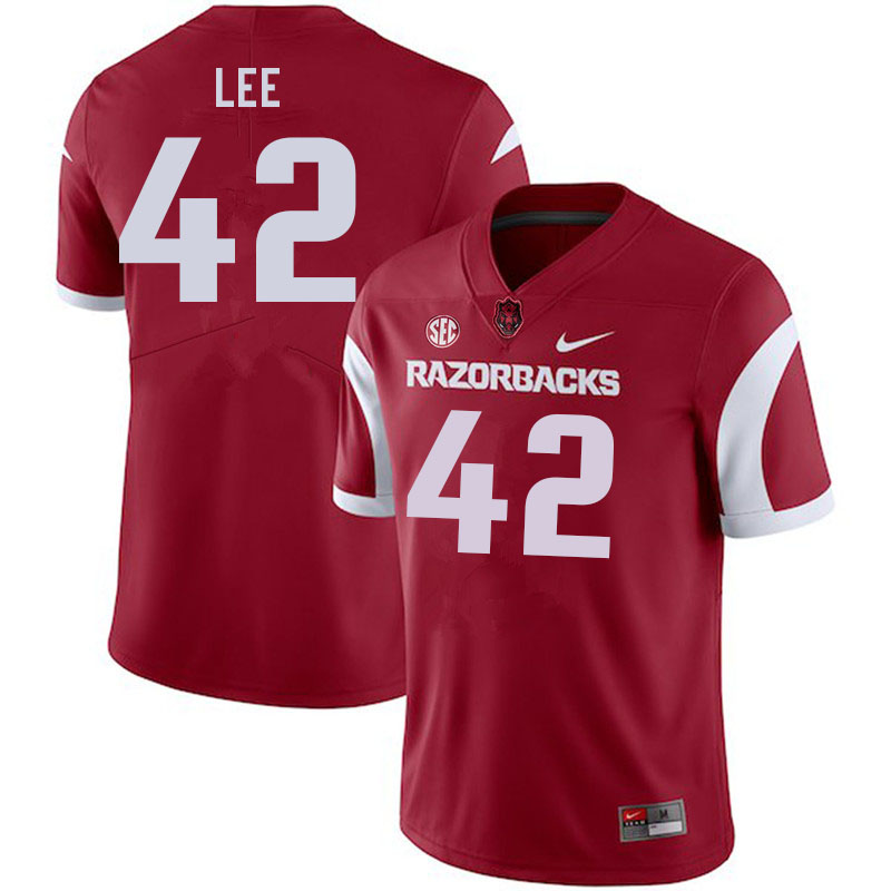 Men #42 Zach Lee Arkansas Razorbacks College Football Jerseys Sale-Cardinal - Click Image to Close